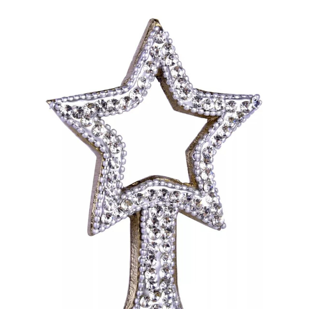 Metal Christmas Tree Candle Holder with Crystals, Tea Light Holder 14.6", GOLD